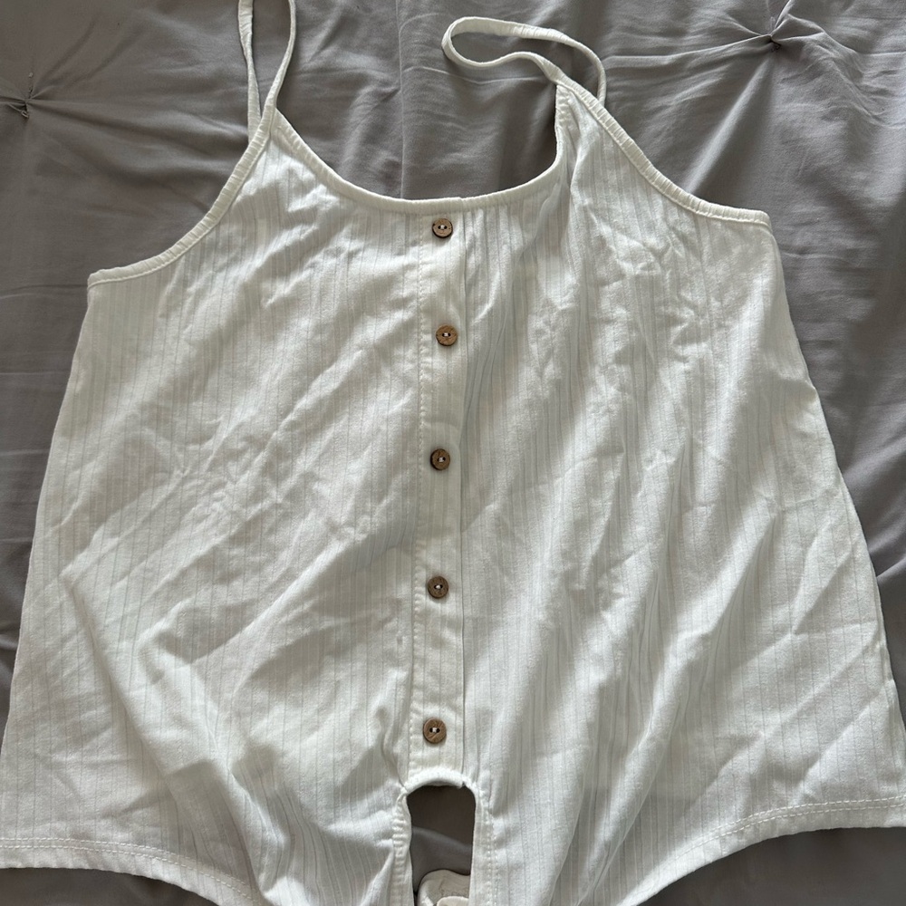 Women's White Button-Down Tank Top